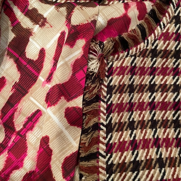 Anne Klein Fall Houndstooth Satin lined fringe trim Blazer Old Money Career 14 - Picture 7 of 10